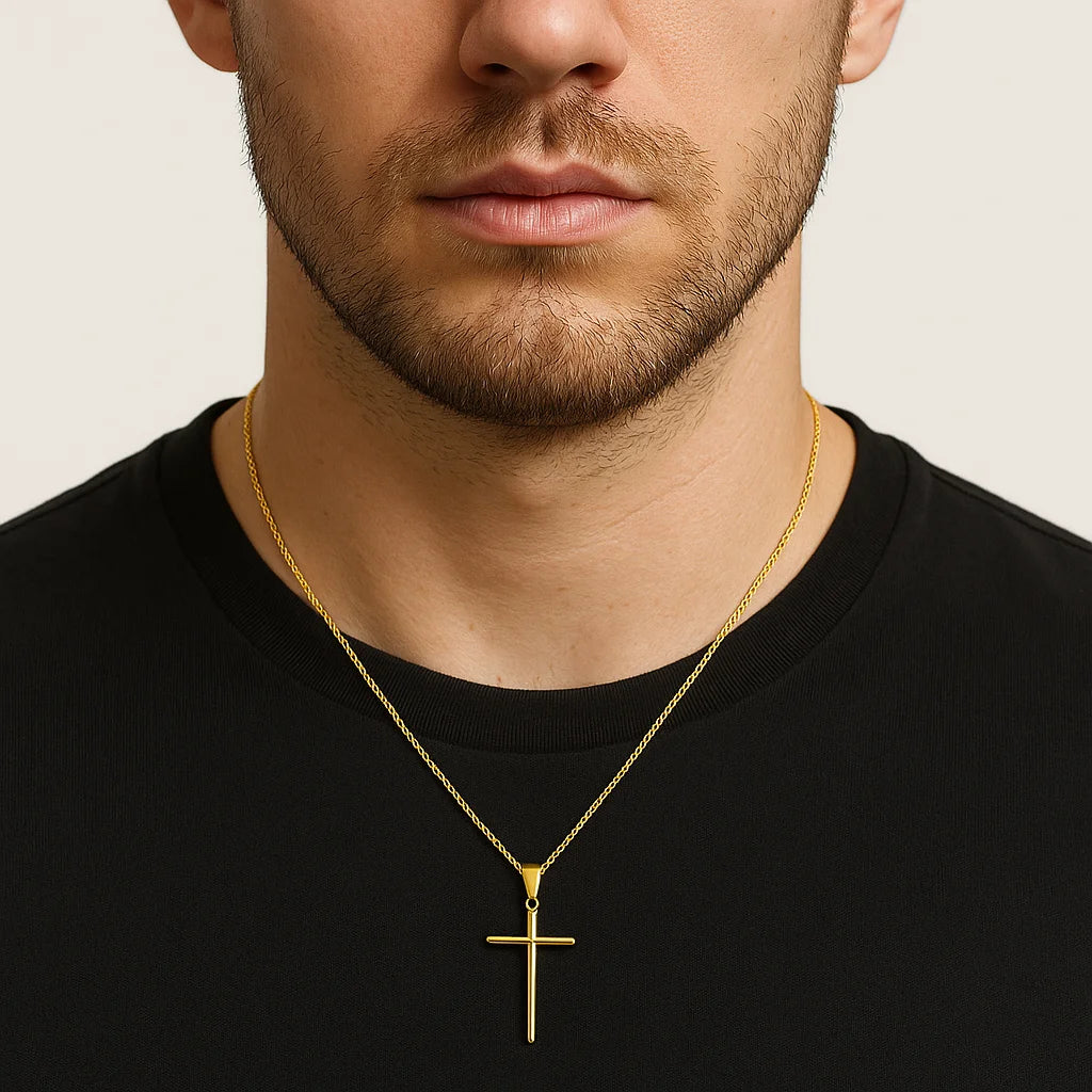 Corrente Dijon Masculina - Banhado a Ouro 70cm 18K Com Pingente