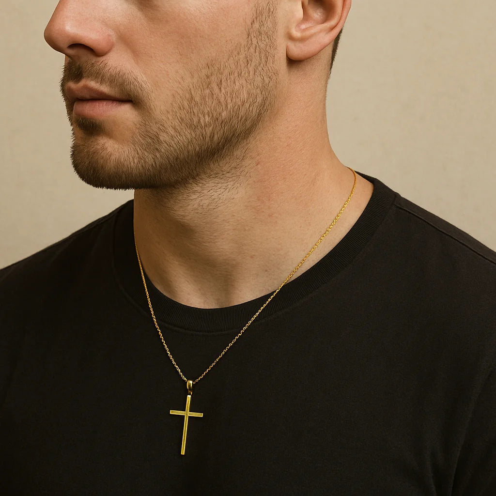 Corrente Dijon Masculina - Banhado a Ouro 70cm 18K Com Pingente